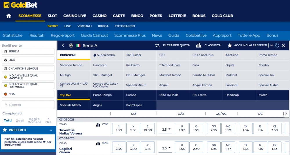 Goldbet scommesse